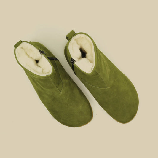 mens green barefoot walking leather boots