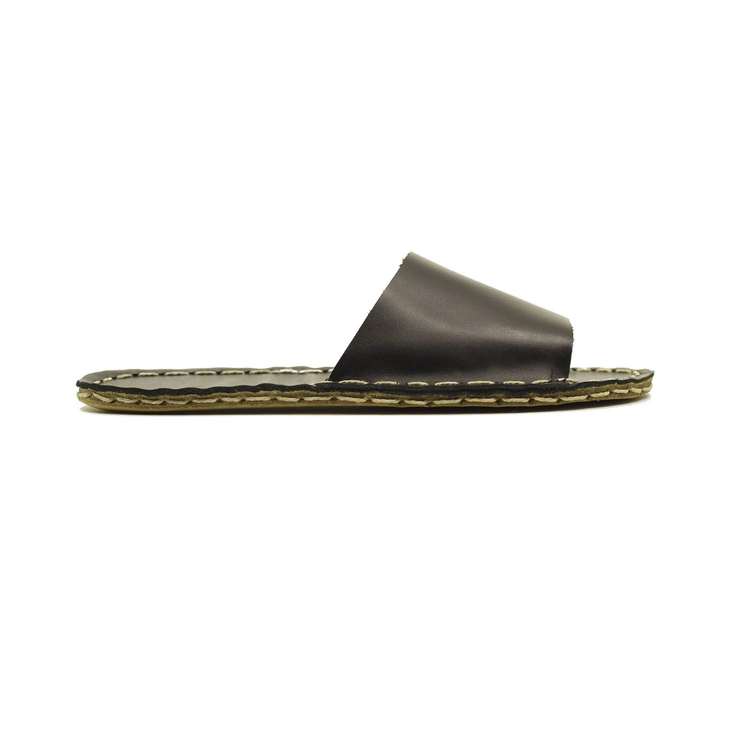 mens handmade black leather slippers for daily use