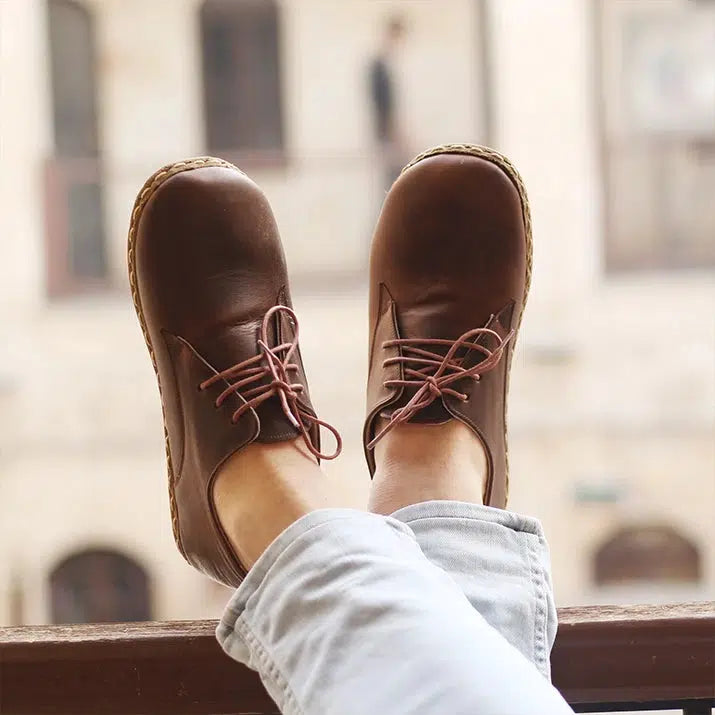 mens lace up barefoot shoes crazy classic brown