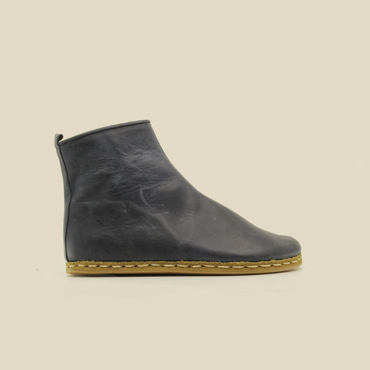 mens navy blue barefoot boots with zipper leather