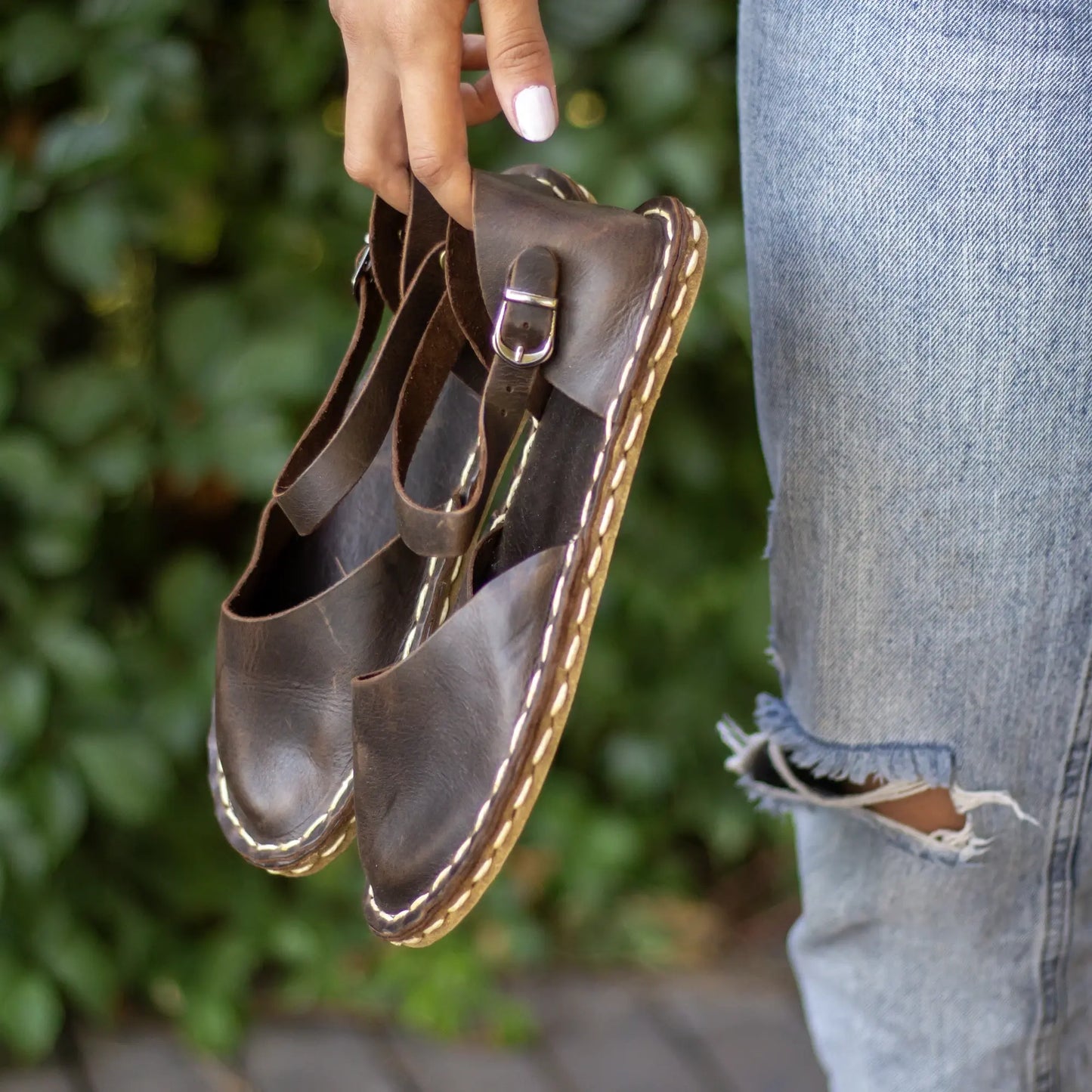 minimalist brown barefoot sandals genuine leather style