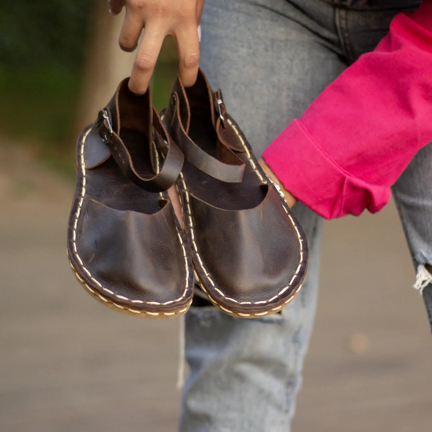 natural fit sandals brown leather handmade barefoot