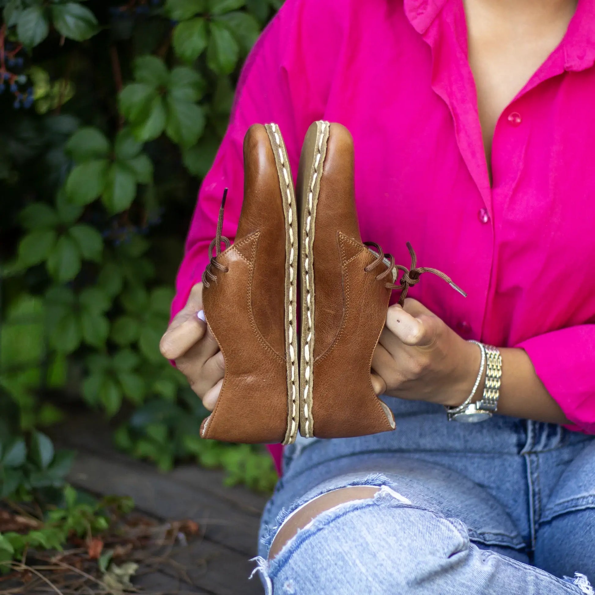 natural leather barefoot shoes antique brown women