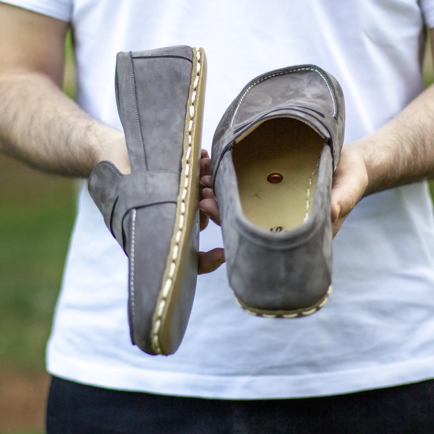 natural walk barefoot earthing shoes gray nubuck men