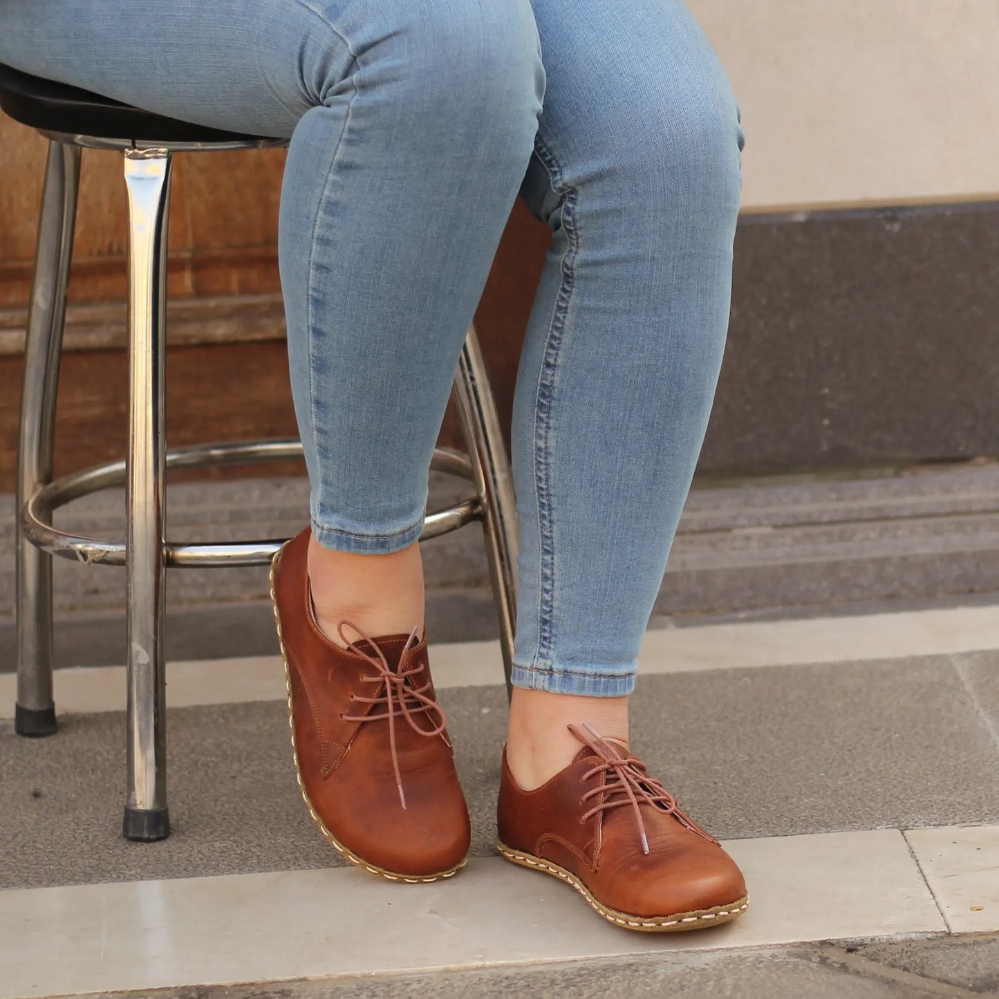 new womens handmade brown barefoot leather shoes