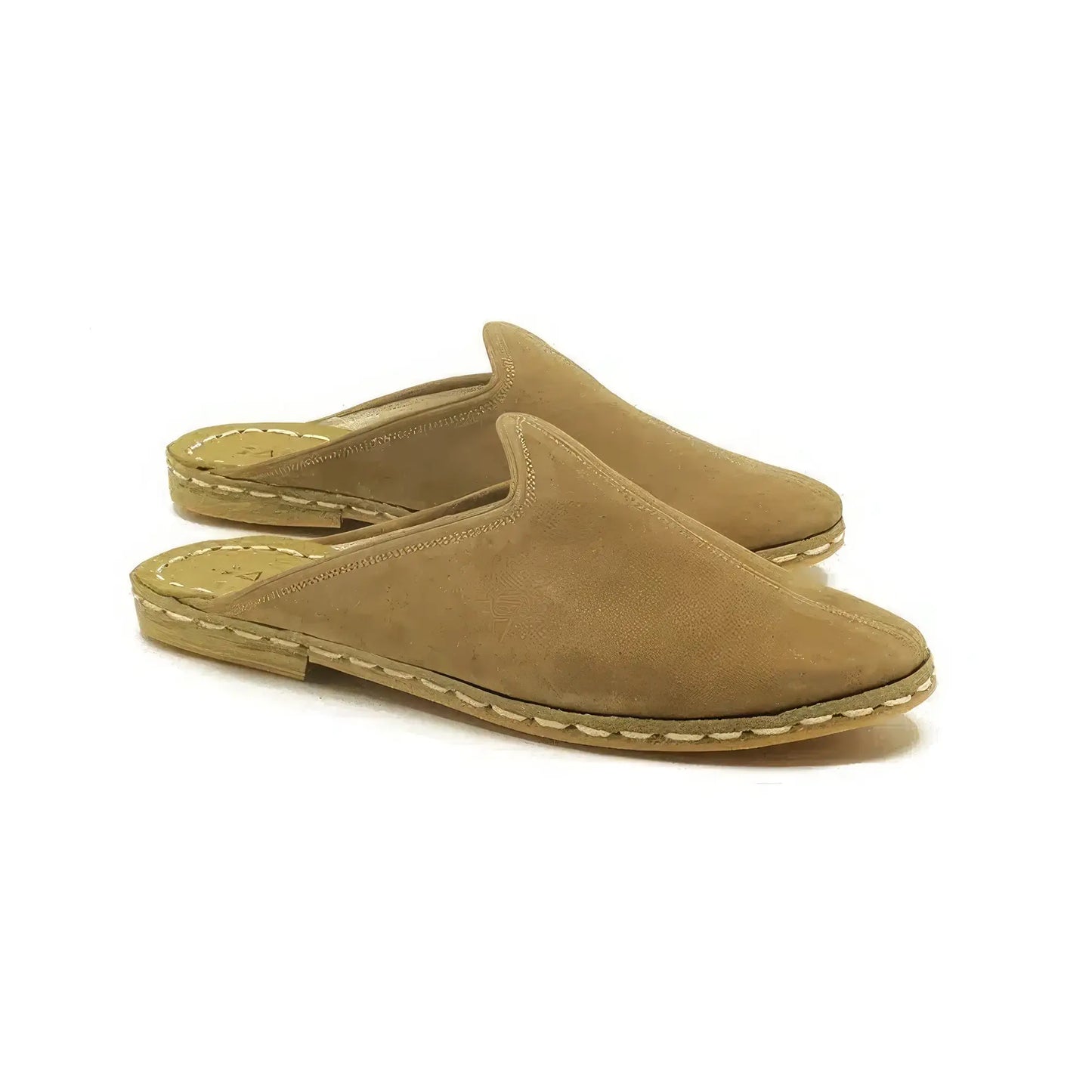 nubuck brown closed toe leather slippers men