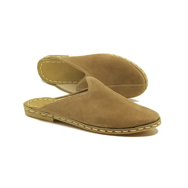 nubuck brown mens slippers closed toe leather