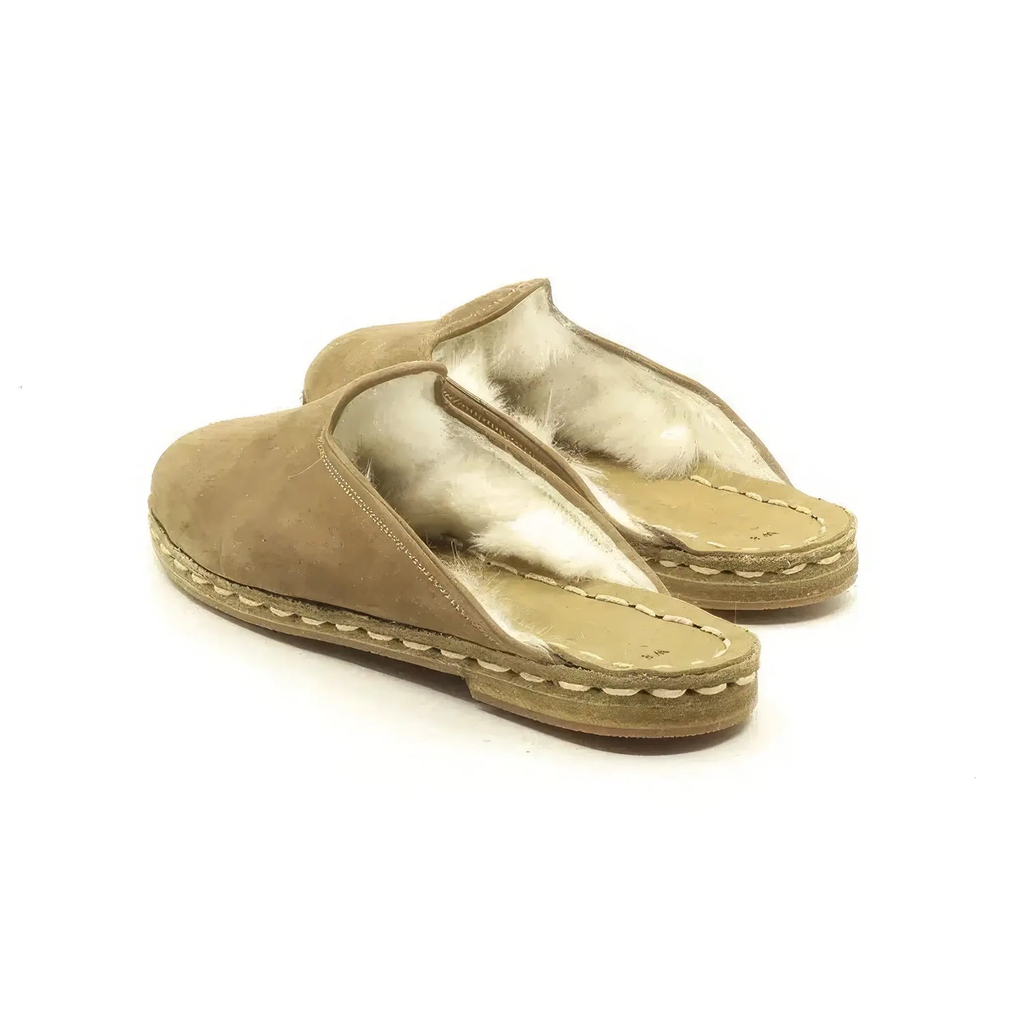 nubuck brown sheepskin slippers for men