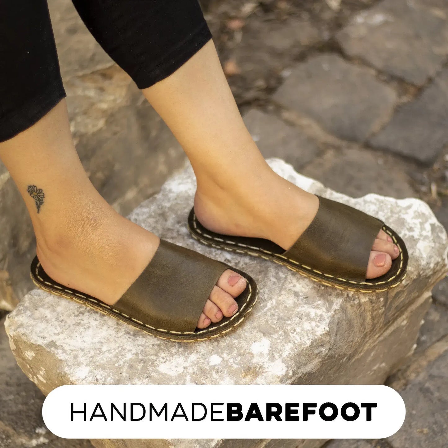 olive green leather slippers women handmade comfort