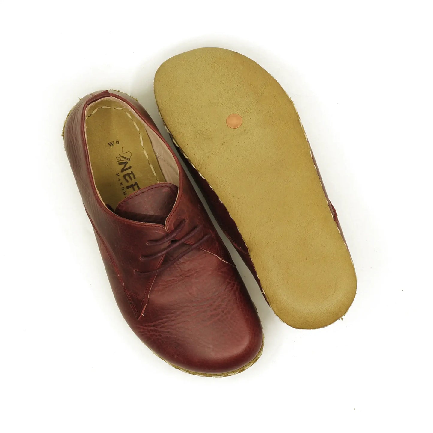 premium burgundy leather barefoot shoes handmade for women