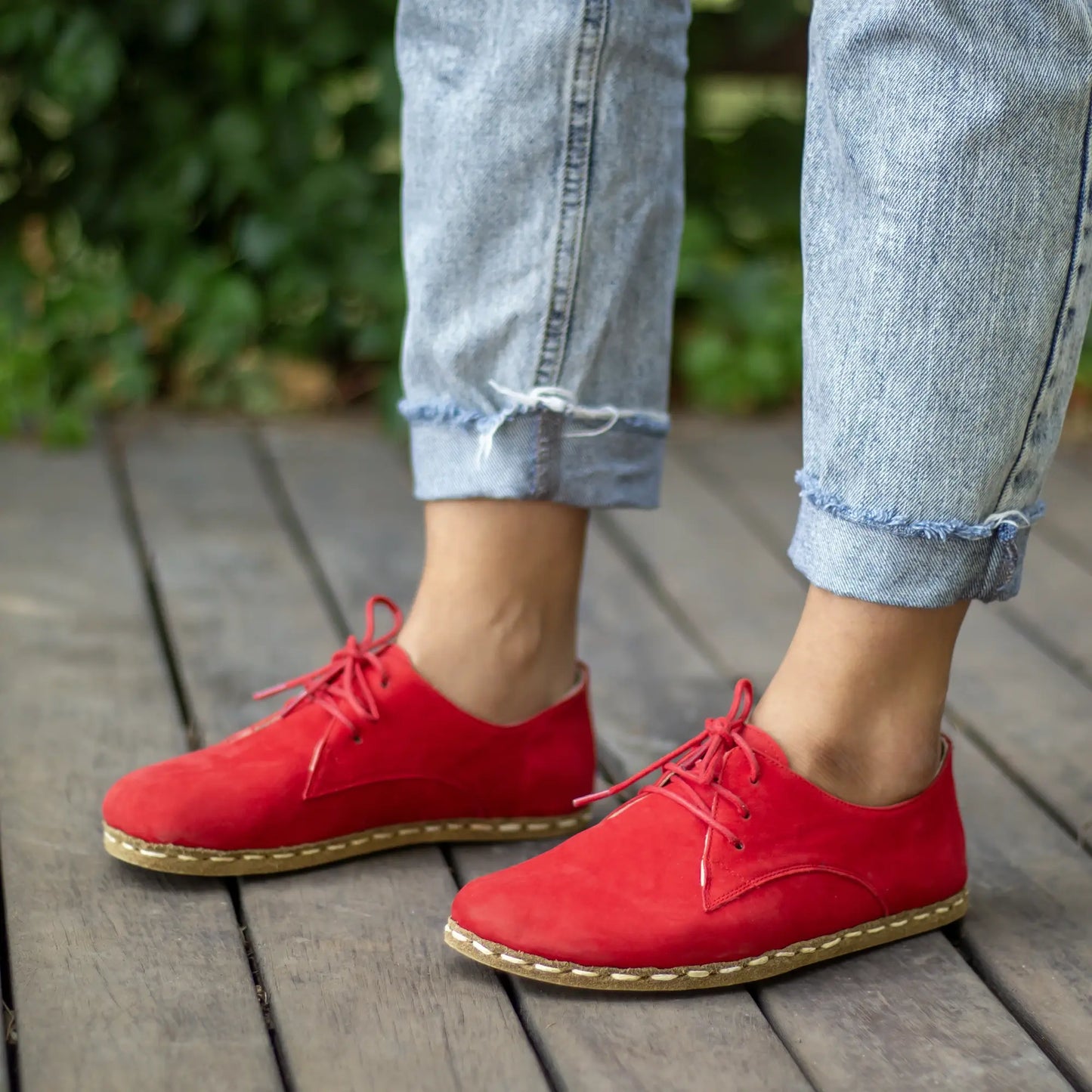 red nubuck handmade womens barefoot leather minimalist shoes