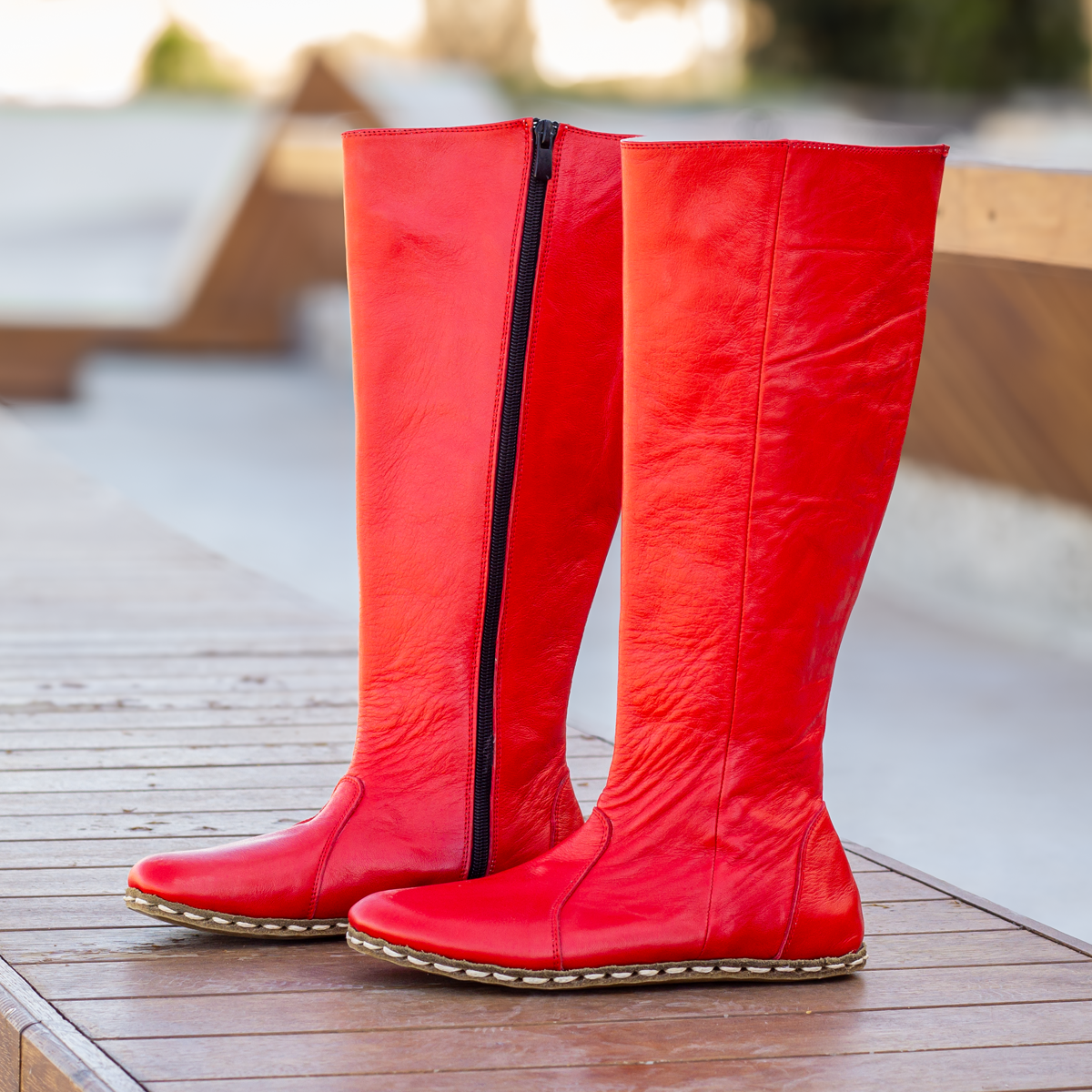 Barefoot Long Boots Red for Women Nefes Shoes