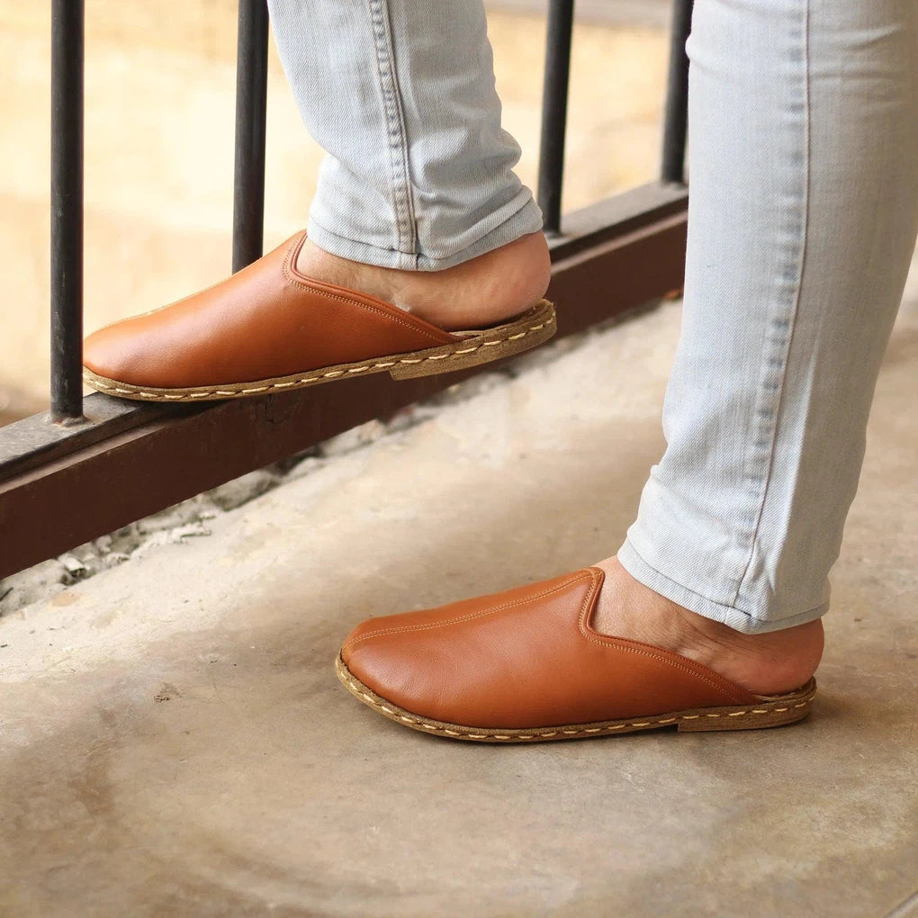 Sheepskin Brown Women's Slippers-Women Barefoot Slipper Furry-nefesshoes-4-Nefes Shoes