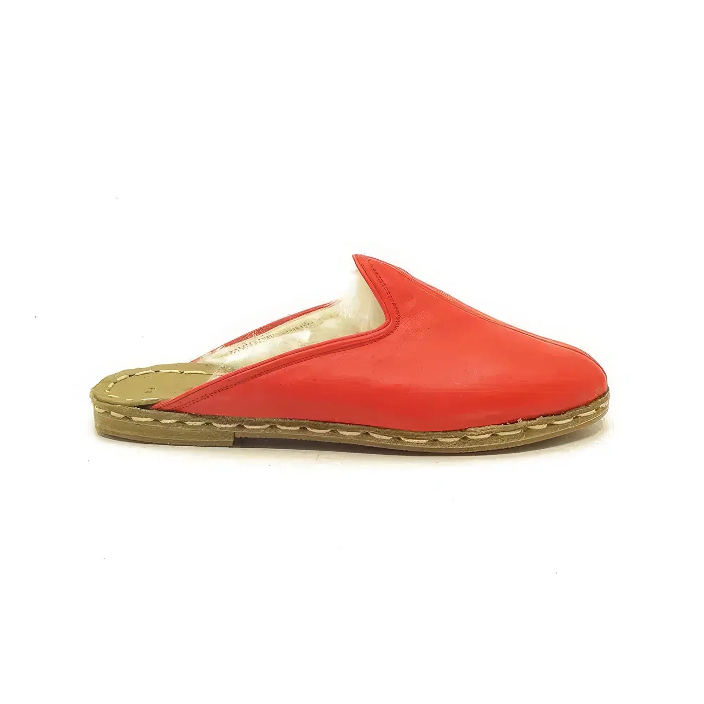 sheepskin furry red mens slippers