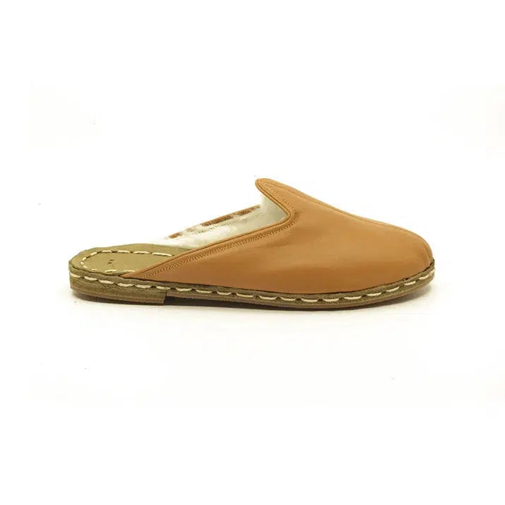 sheepskin slippers winter light brown womens