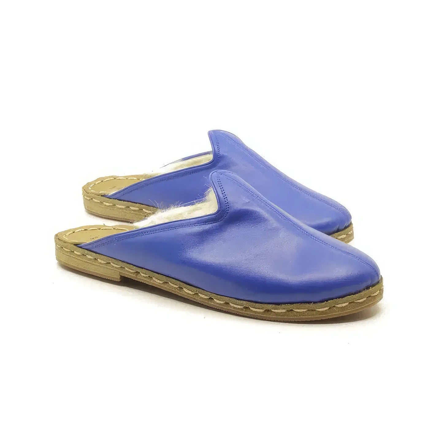 soft blue sheepskin house slippers for women