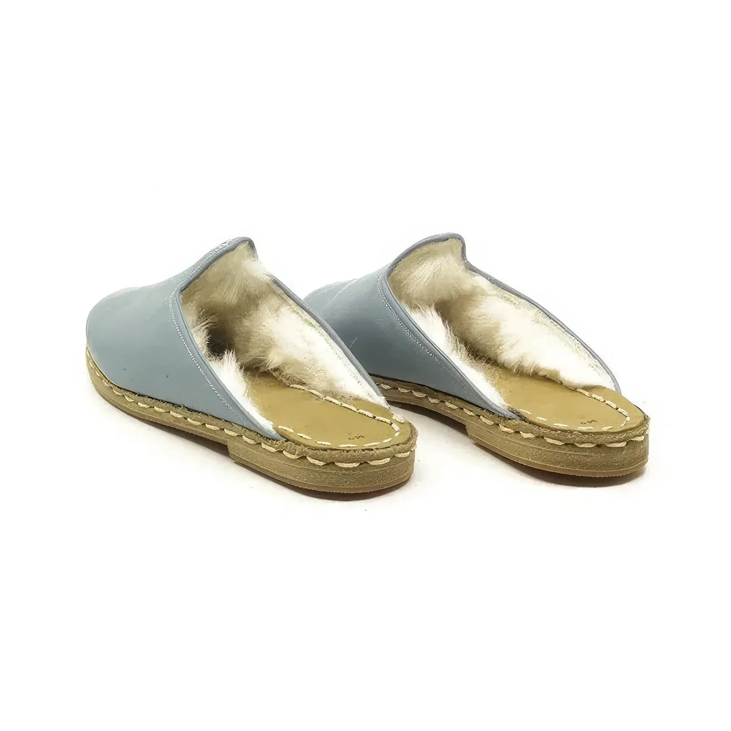 soft sheepskin indoor slippers men blue