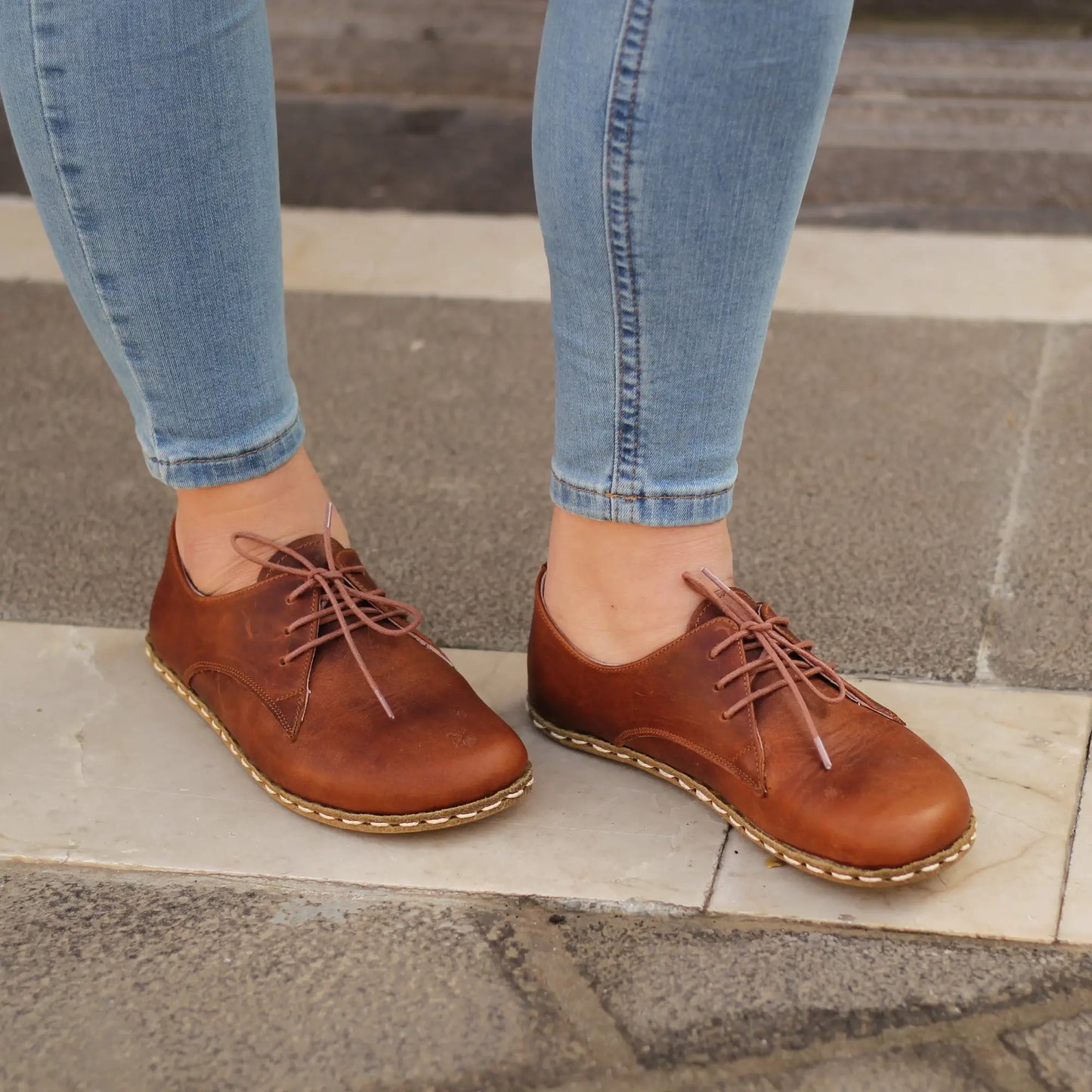 stylish handmade barefoot leather shoes brown women