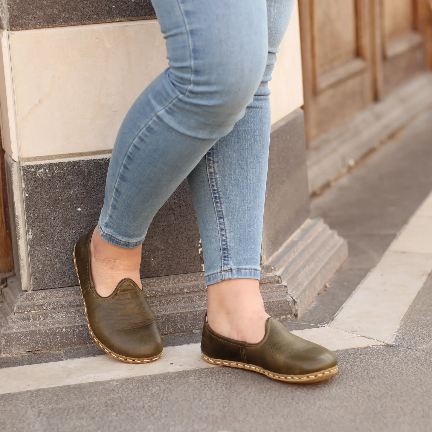 womens barefoot grounding shoes military green nature path