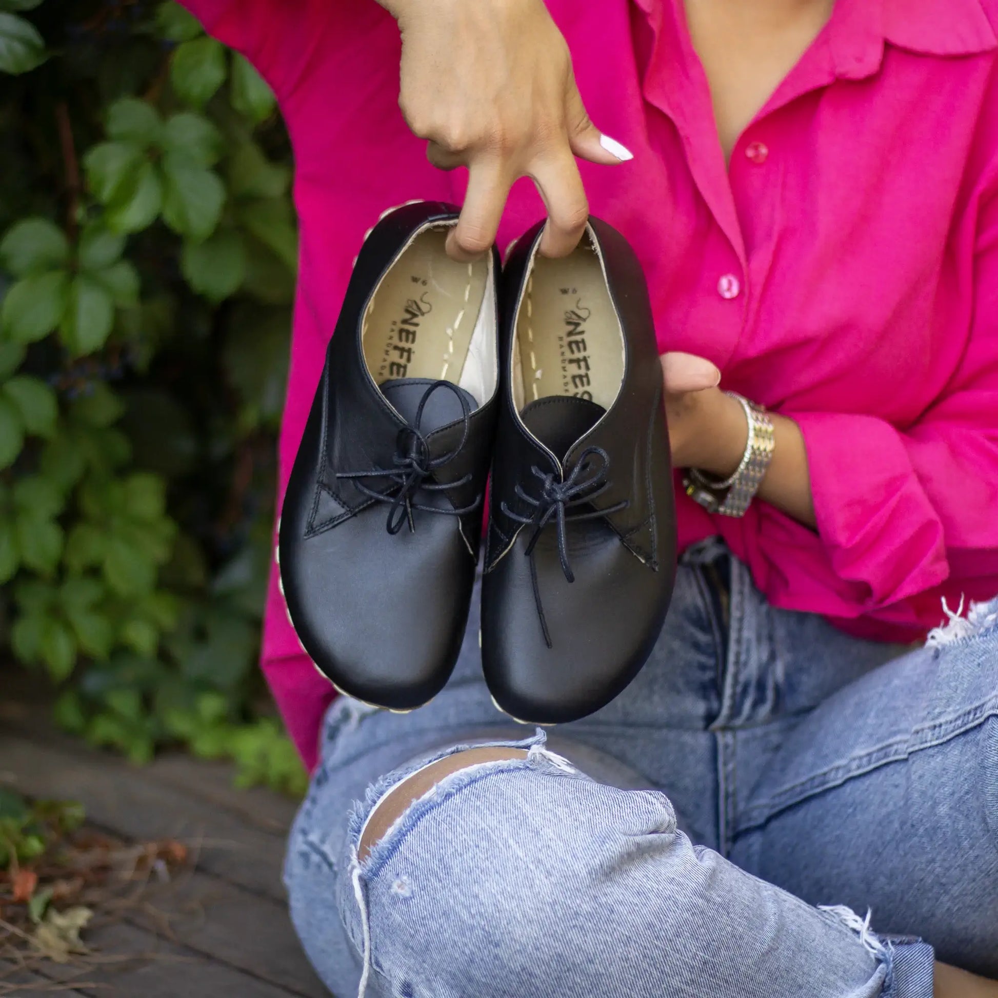 womens barefoot oxford shoes black leather