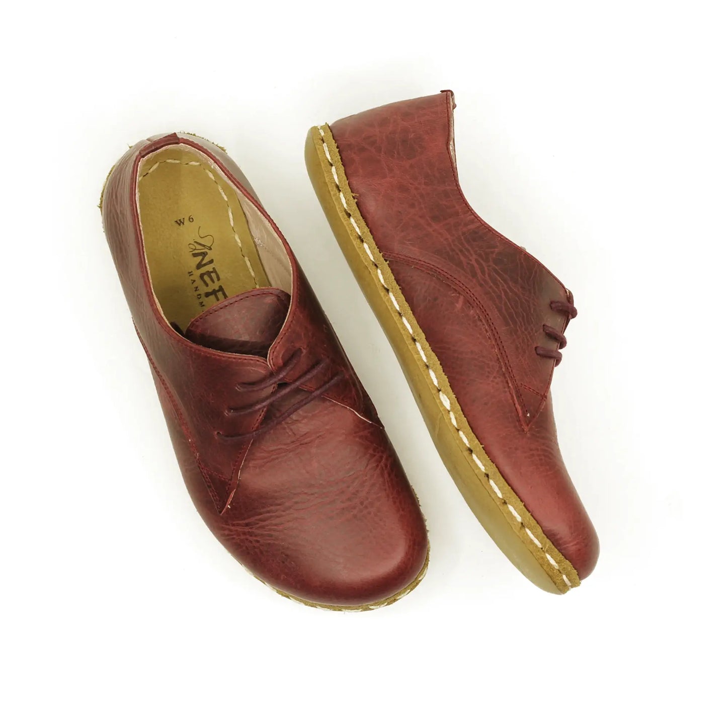 womens handmade burgundy minimalist barefoot leather shoes