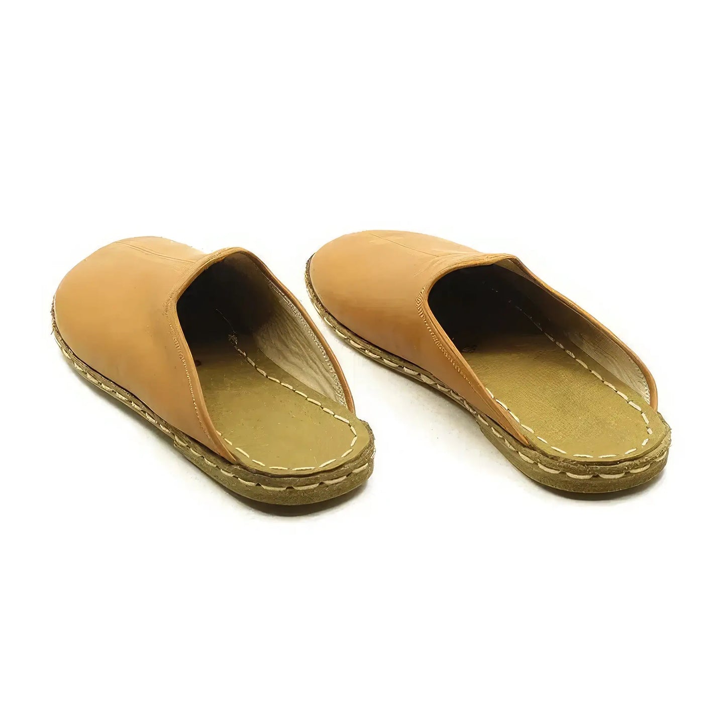 womens leather slippers closed toe coconut color
