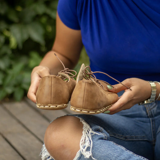 womens matte brown handmade barefoot leather shoes