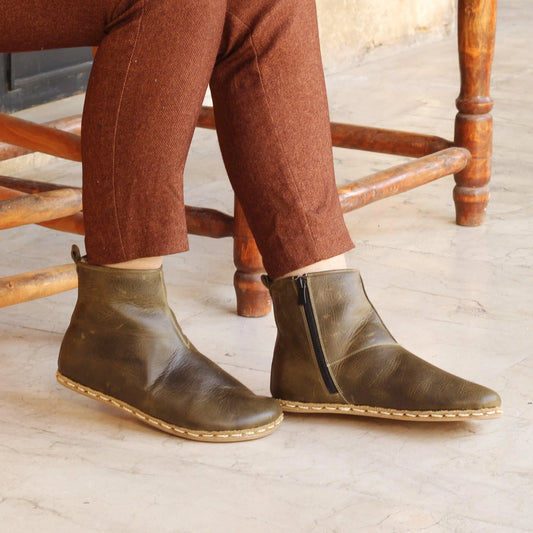 womens military green barefoot hiking leather boots outdoor