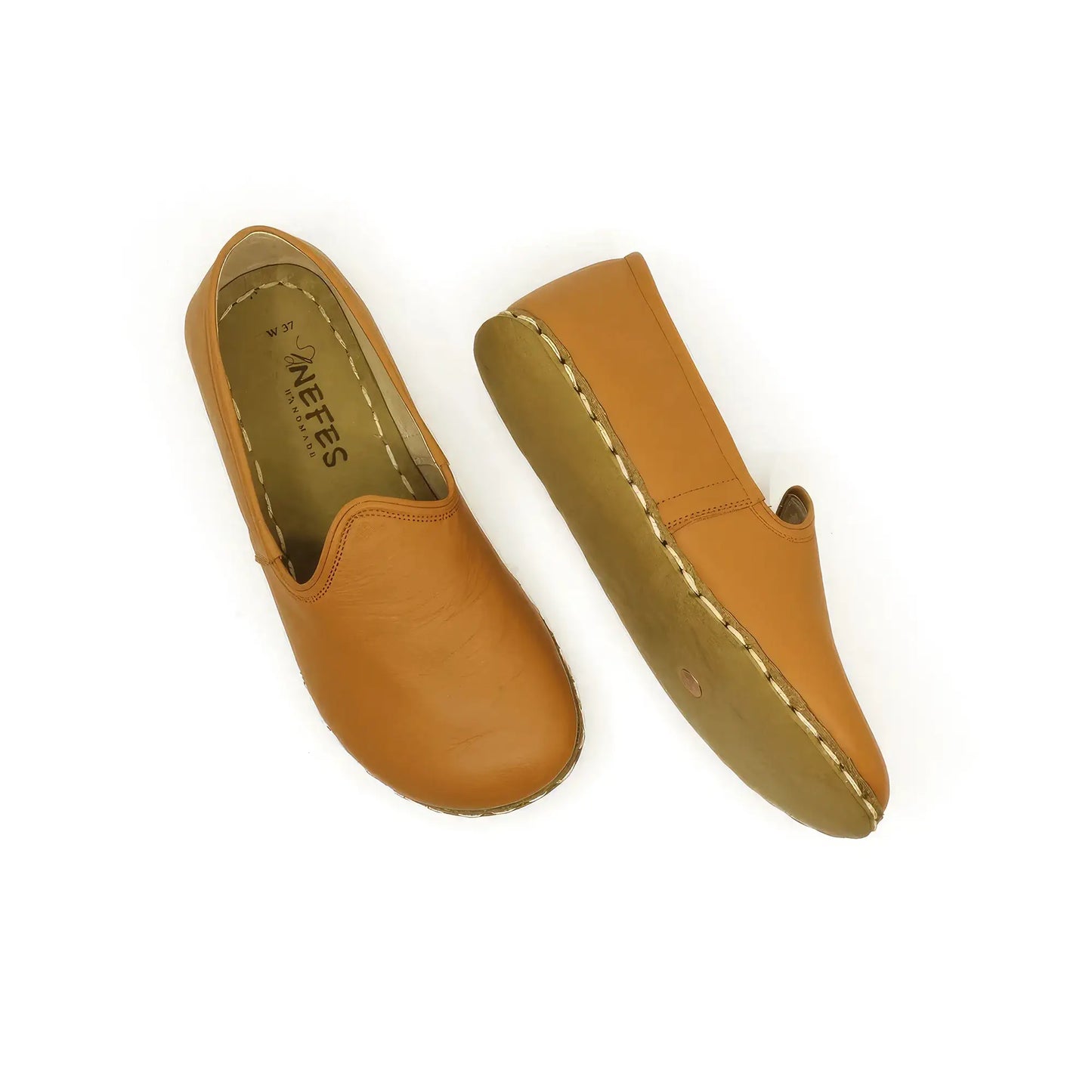womens minimalist grounding shoes orange leather