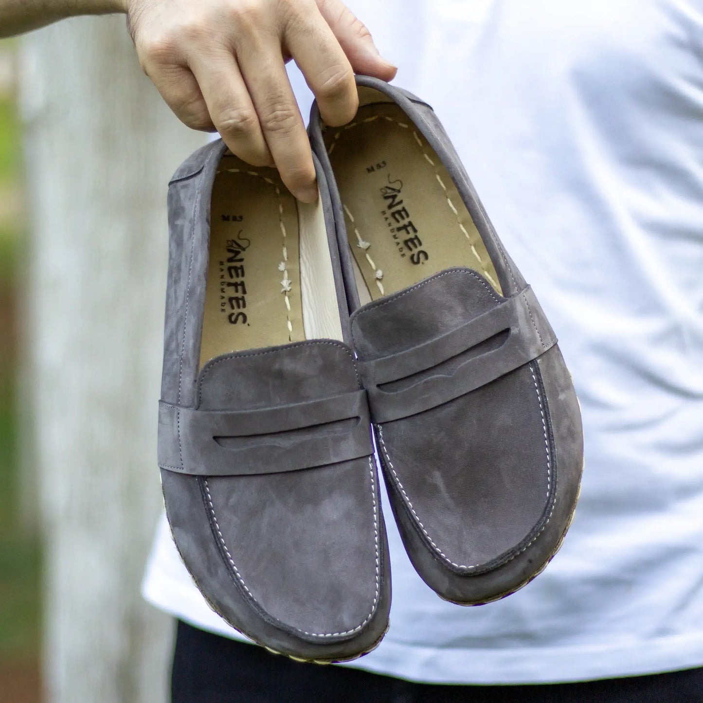 zero drop grounding barefoot shoes for men gray nubuck
