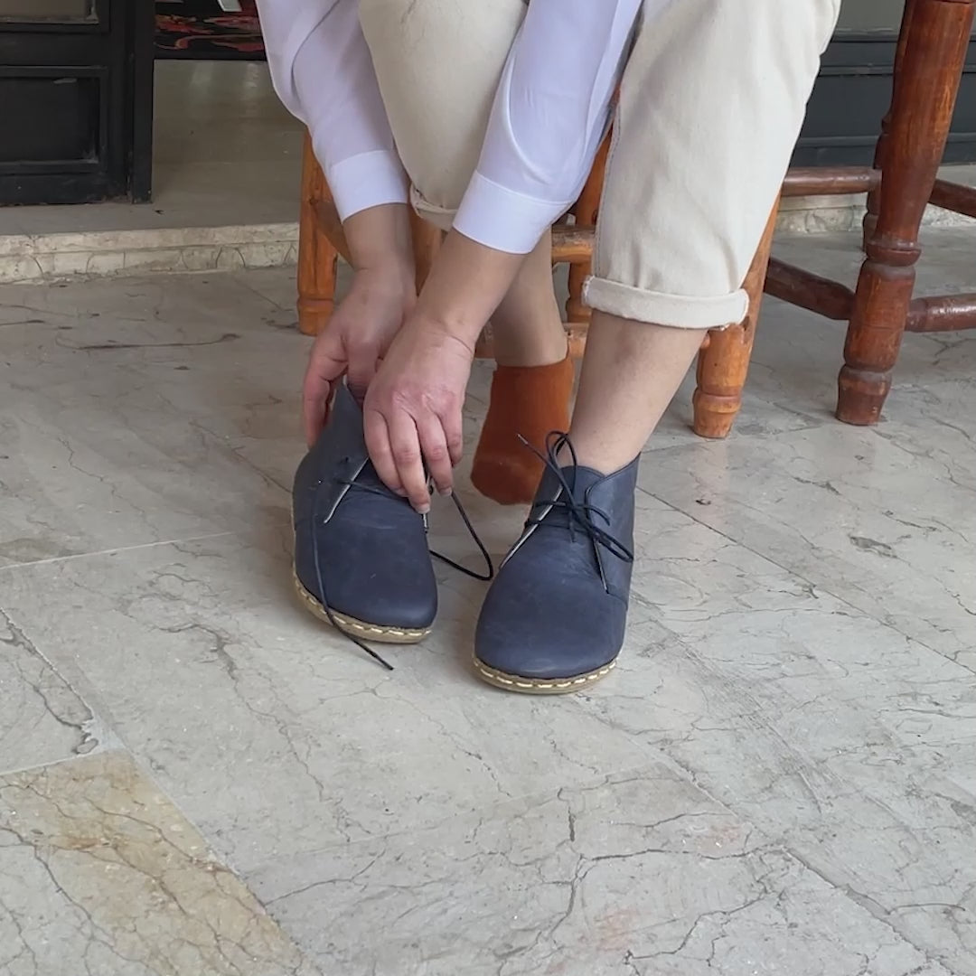 Oxford Earthing Boots Navy Blue Women's