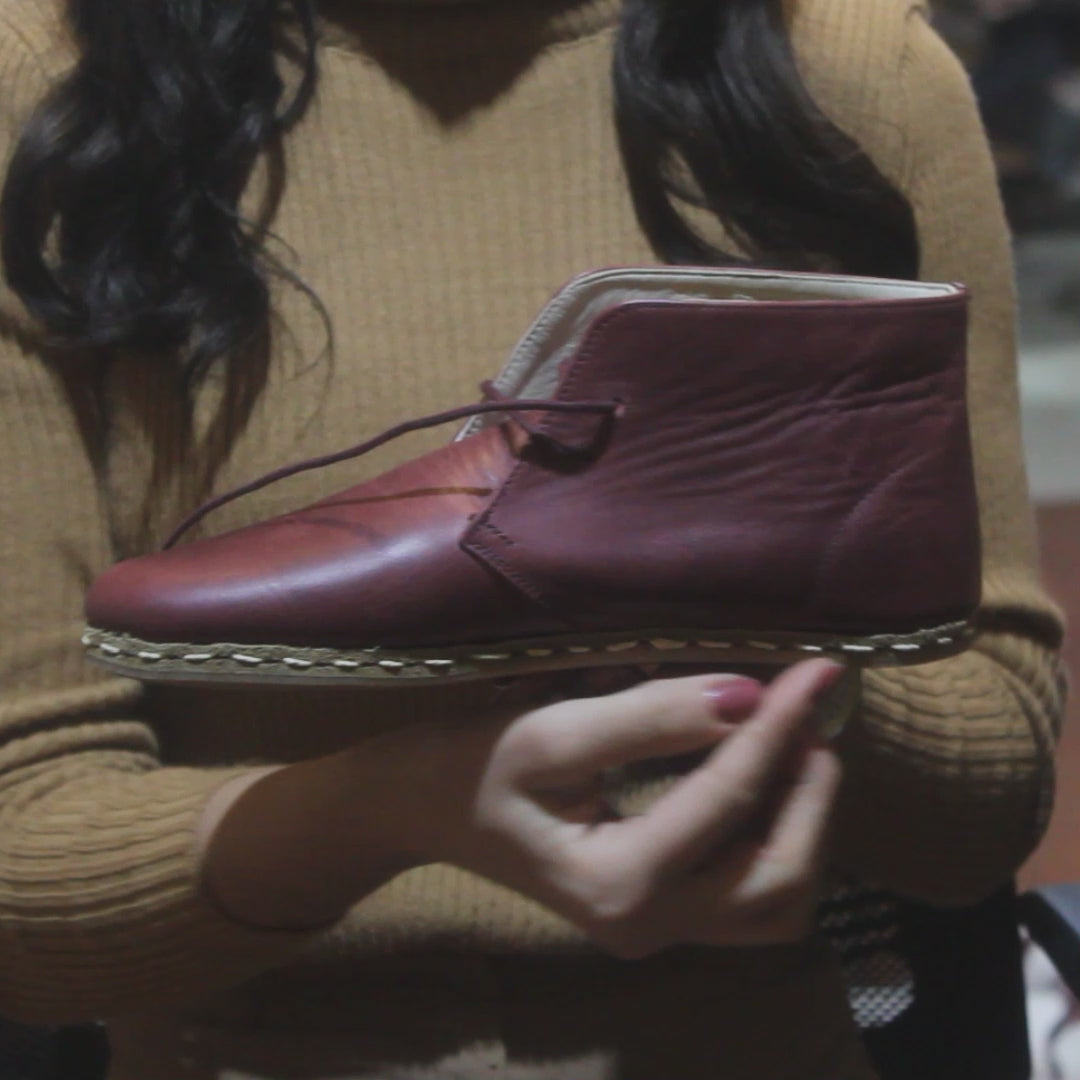 Oxford Earthing Boots Burgundy Women's