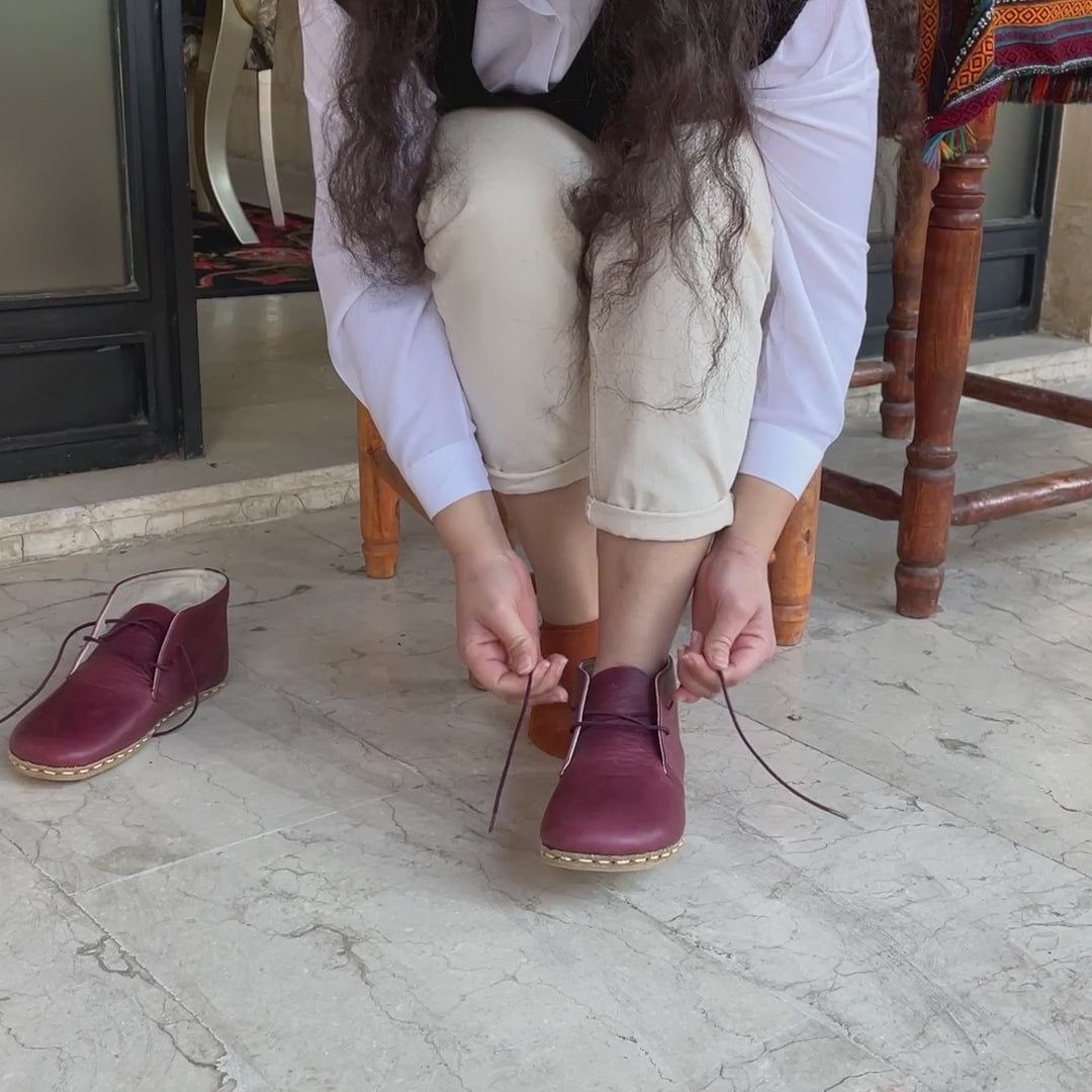 Oxford Earthing Boots Burgundy Women's