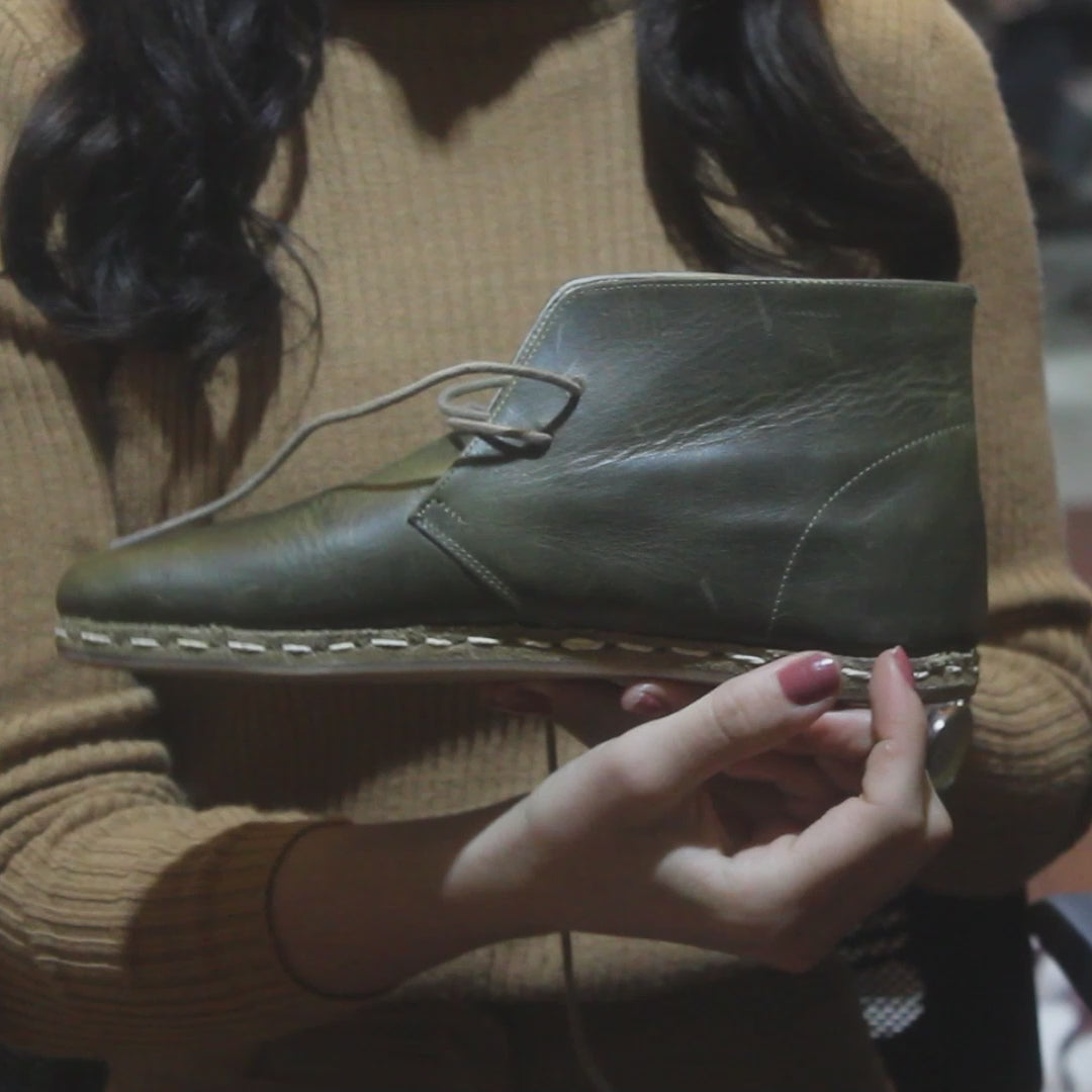 Oxford Earthing Boots Olive Green Women's