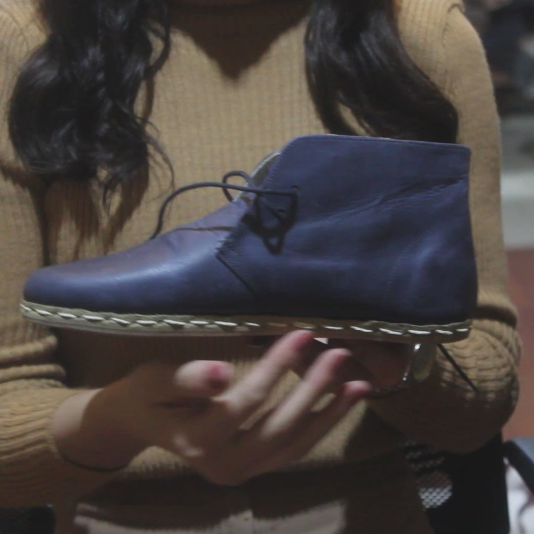 Oxford Earthing Boots Navy Blue Women's