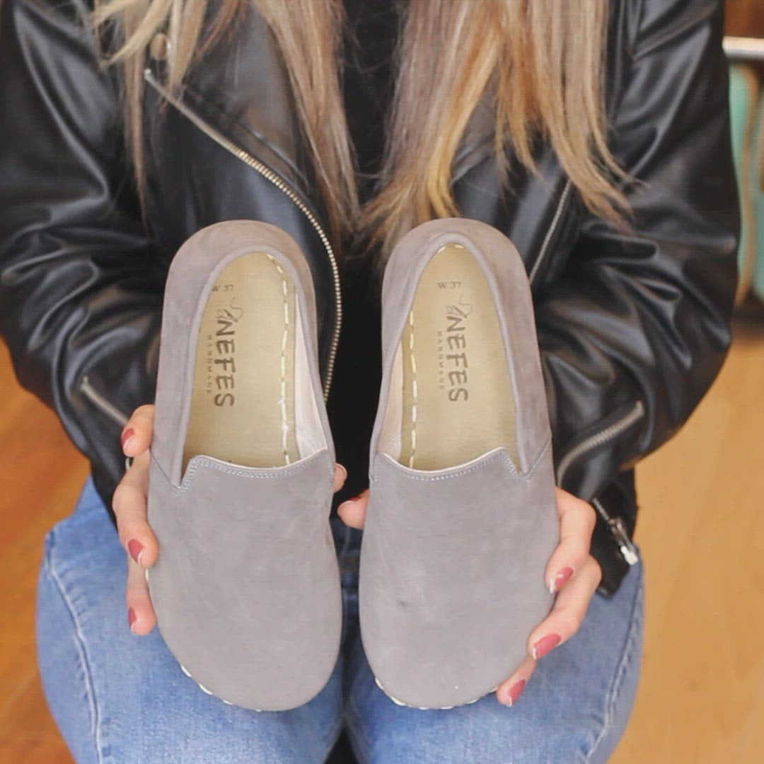 Handmade Women's Barefoot Shoes - Nubuck Gray