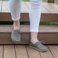 Military Green Women's Leather Earthing Barefoot Shoes