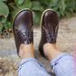 Handmade Grounded Leather Women Shoes, Bitter Brown