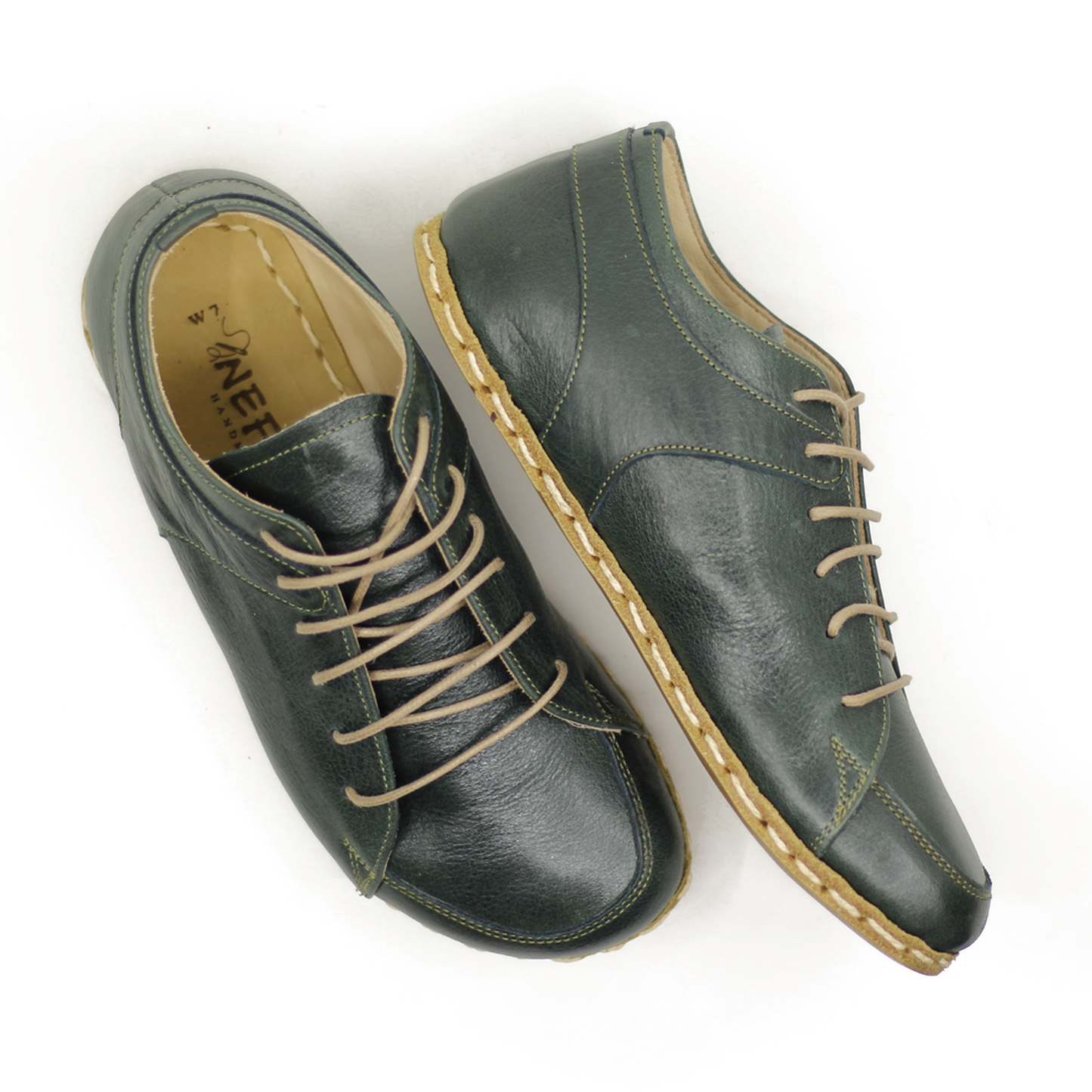Barefoot Sneakers Men, Leather Sole Sneakers, Toledo Green