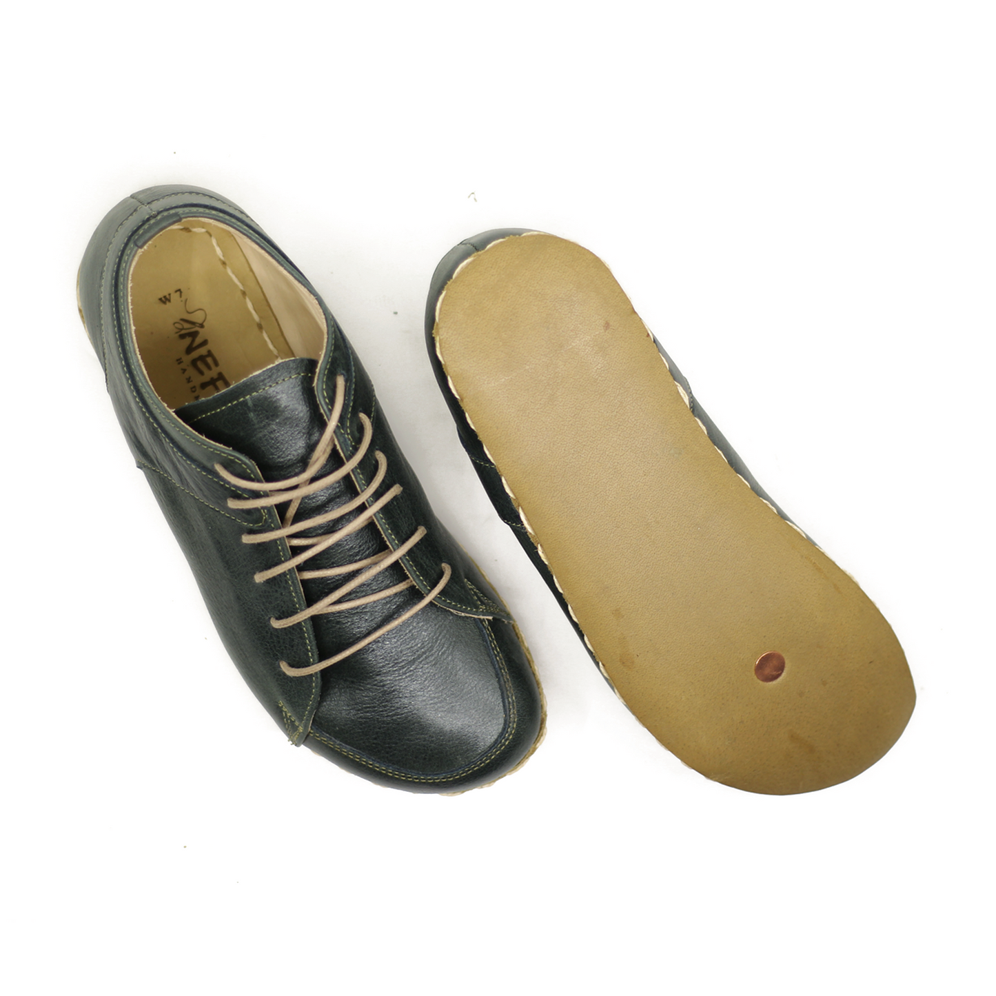 Men's Leather Sole Barefoot Sneakers with Copper Rivet