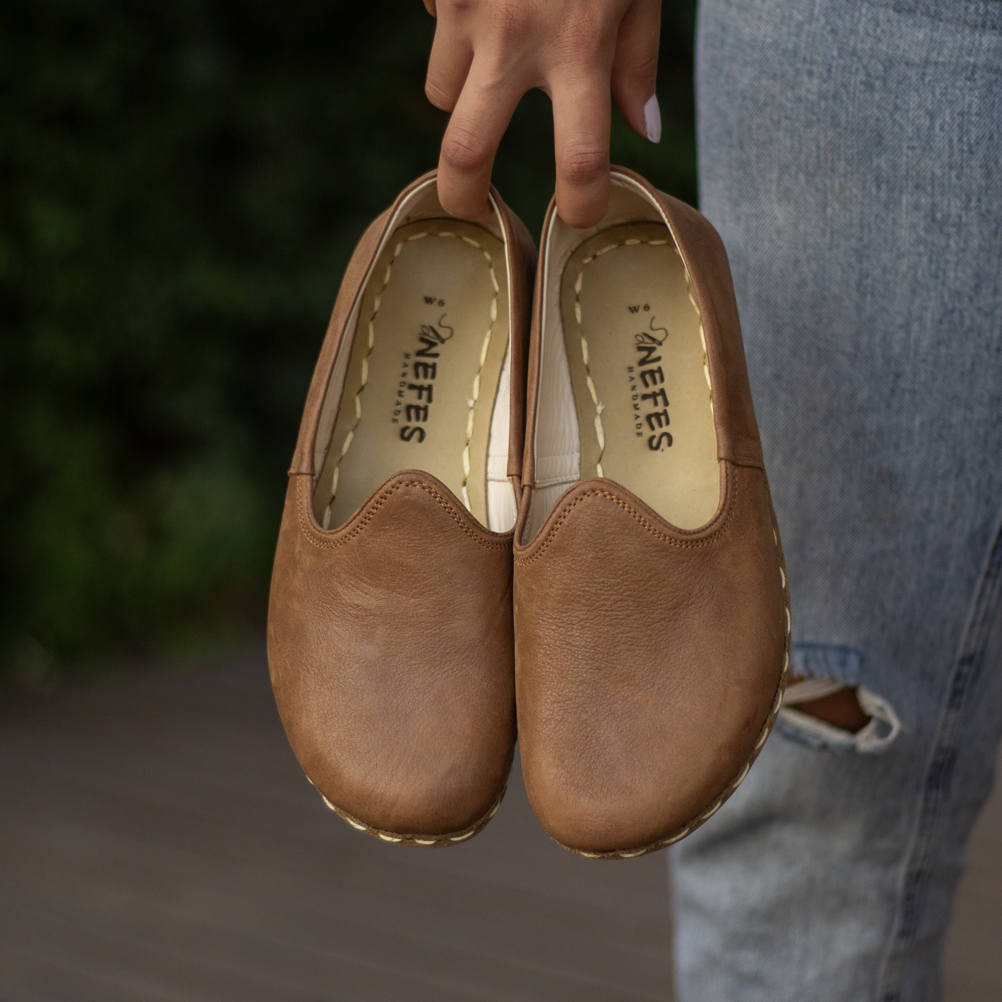 Barefoot Leather Shoes Flat For Women, Matte Brown