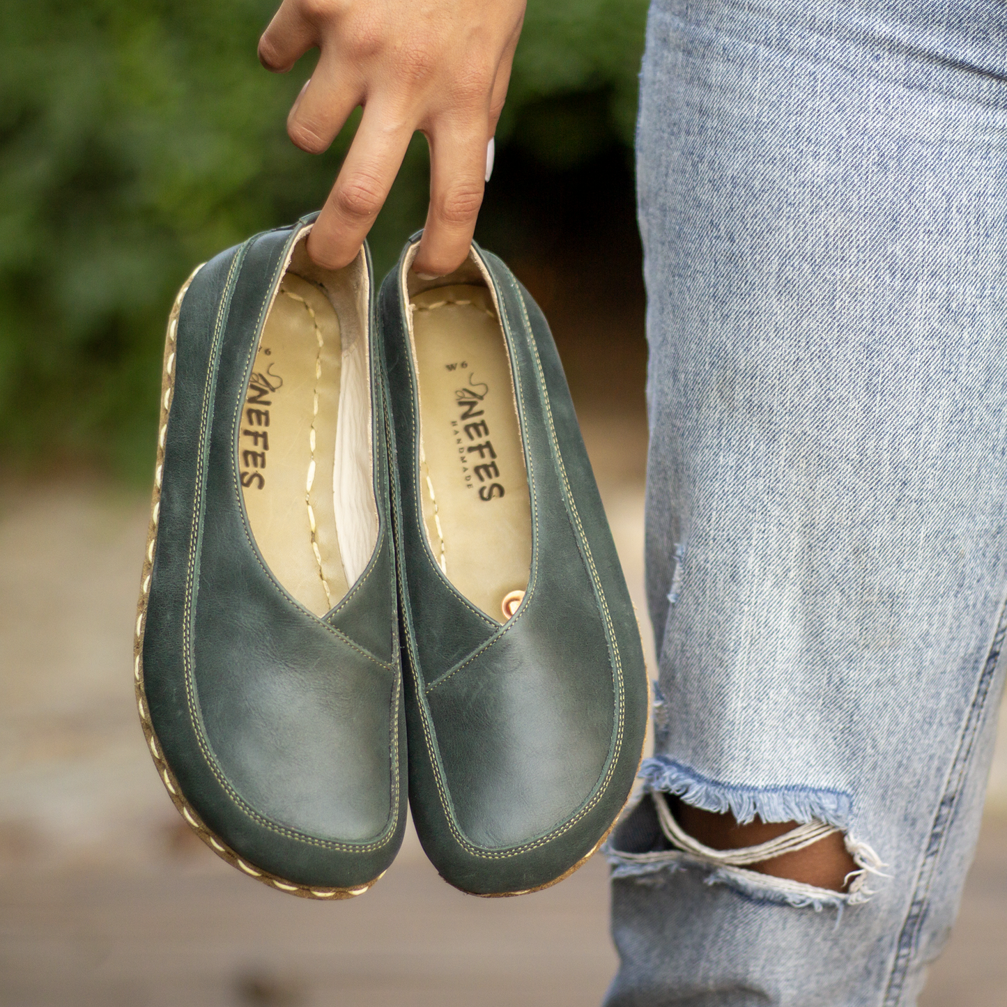 Barefoot Loafers for Women, Handmade Toledo Green