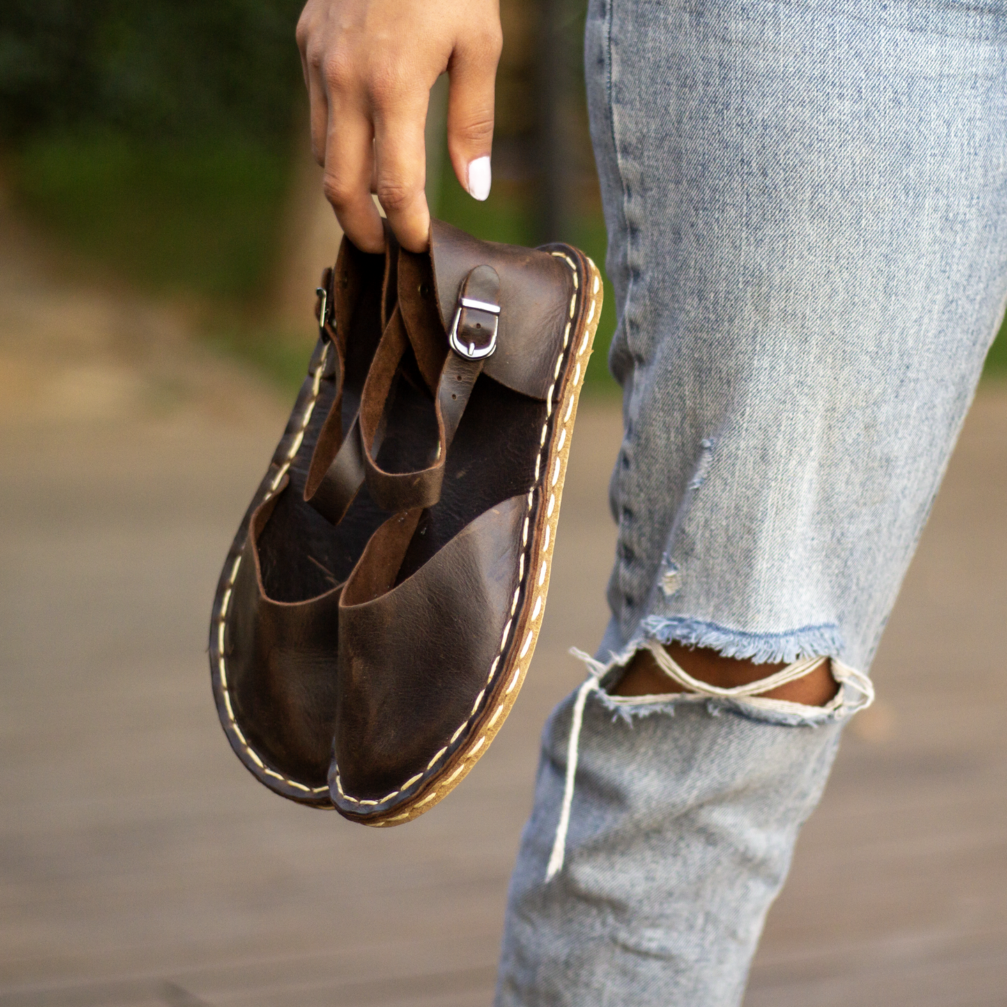 Handmade Brown Barefoot Leather Genuine Sandals