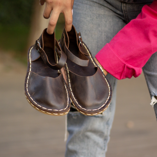 Handmade Brown Barefoot Leather Genuine Sandals