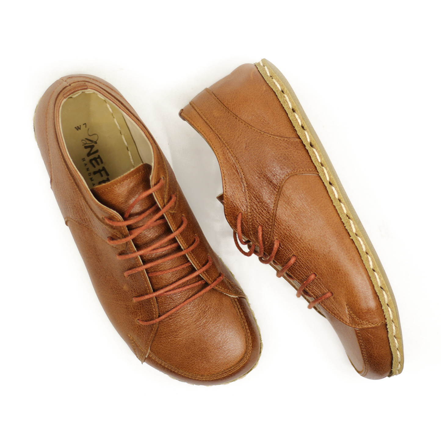 Earthing Naturel Leather Sneaker Men, Copper Rivet Barefoot Converse Antique Brown