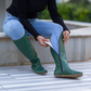 Green Women's Leather Barefoot Earthing Long Boots