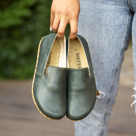 Handmade Women's Barefoot Shoes - Toledo Green