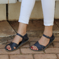 Barefoot huarache Leather handmade sandals women open toe / Crazy Navy Blue