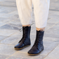 Barefoot Women Boot | Earthing Leather Boots | Grounding Copper Rivet | Buffalo Leather Outsole | Black