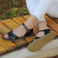 Black Leather Women's Huarache Barefoot Sandals